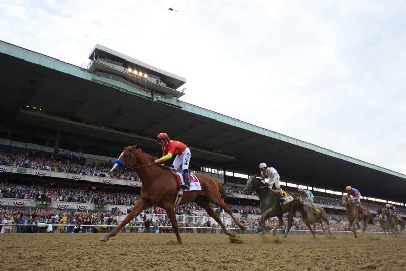 Racehorse Justify competes at the 2018 Belmont Stakes. Photo provided by NYRA/The National Museum of Racing and Hall of Fame.