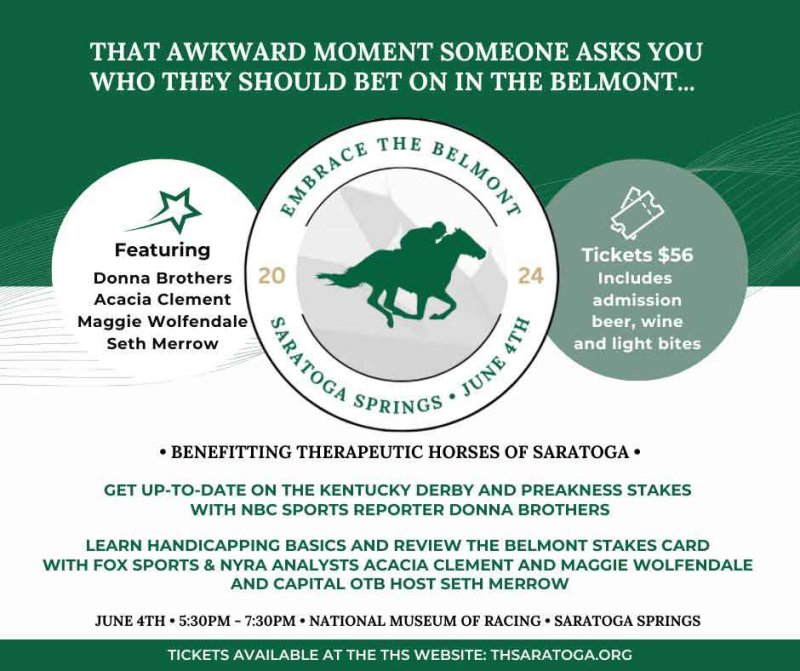 “Embrace the Belmont” flier image provided by Therapeutic Horses of Saratoga. 