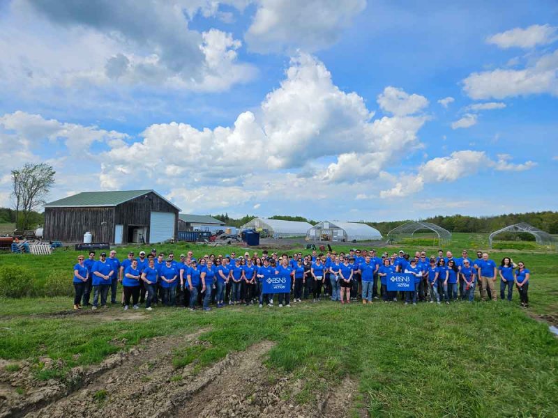 Ballston Spa National Bank employees participated in Community Service Day on Tuesday at the Patroon Land Farm. Photo provided by Brittany Hamilton.