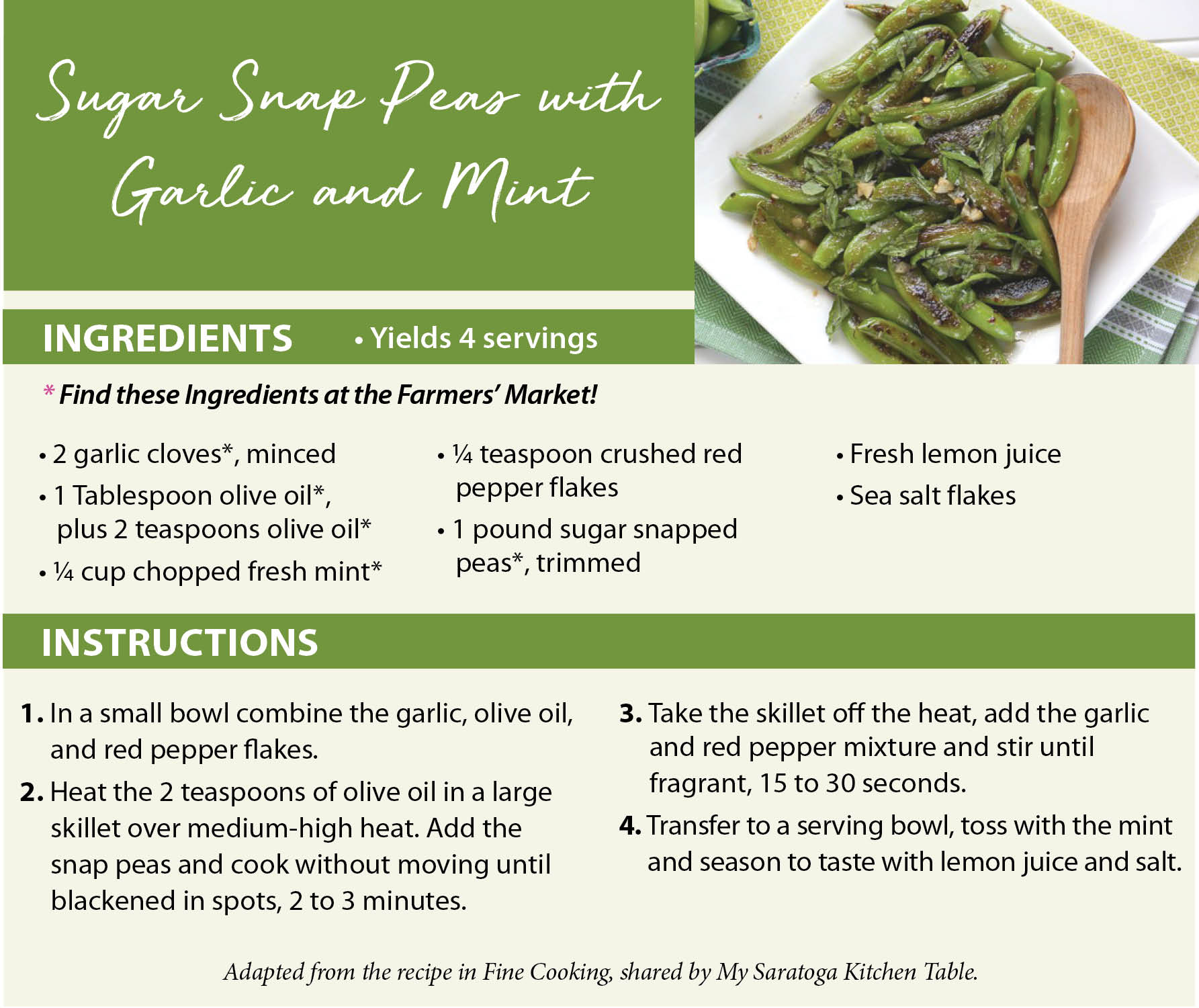 Snap Peas and Mint recipe