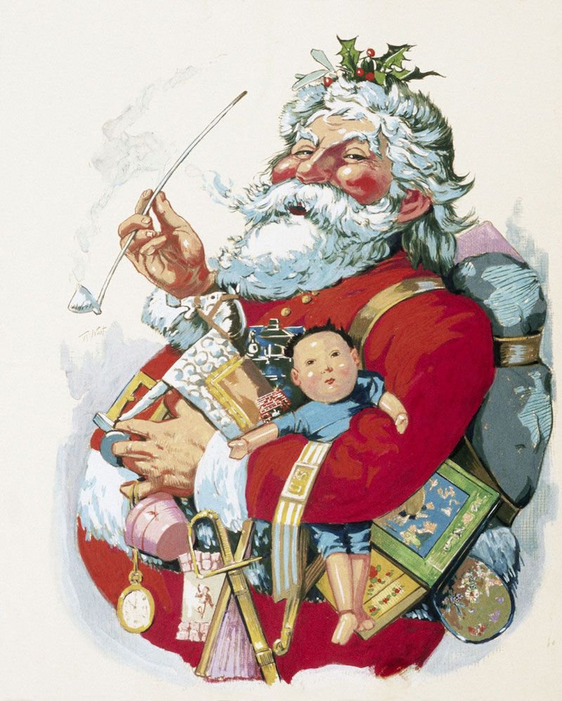 Cartoonist Thomas Nast was the first to draw Santa Claus; his imagery heavily influencing how St. Nick is depicted today.  This cartoon “Merry Old Santa Claus” was seen in Harper’s Weekly 1881.