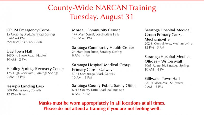 Saratoga Hospital Announces NARCAN Training