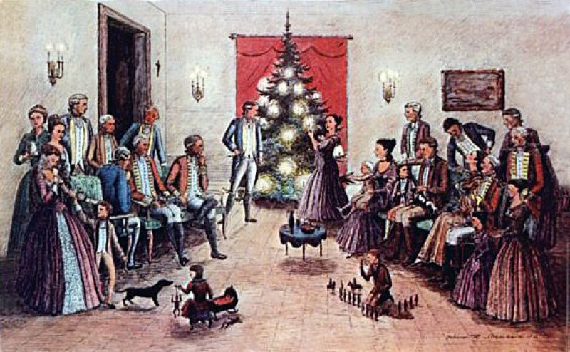 “Riedesel Christmas Tree.” General and Baroness Riedesel are credited with popularizing the German traditional Christmas tree in the Americas.