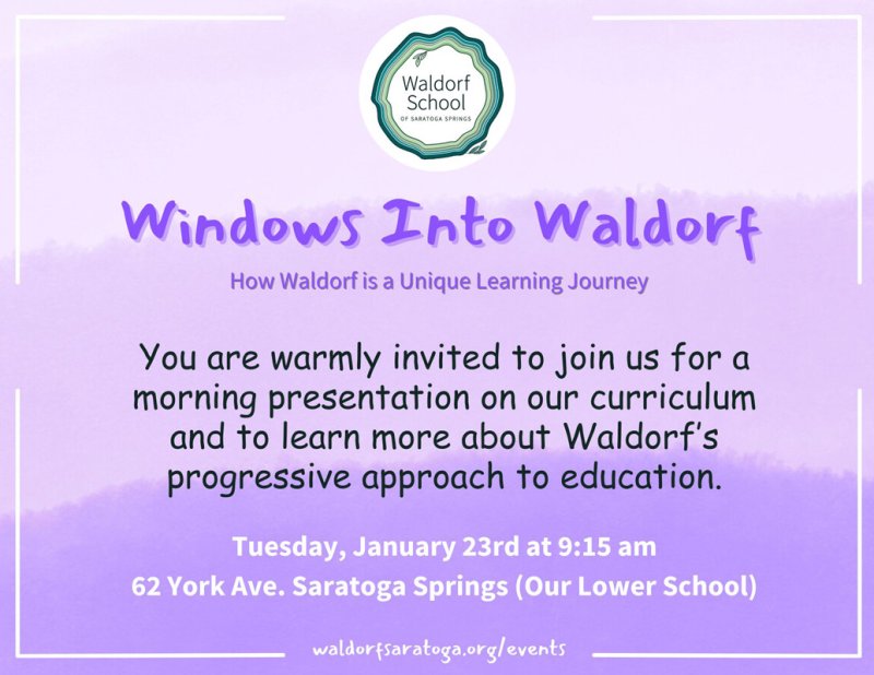 Promotional image for Windows Into Waldorf via the Waldorf School.