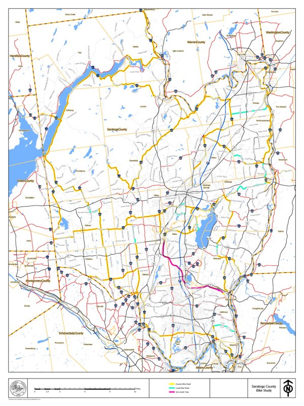 The Saratoga County Bike Route Map as approved and distributed  Nov.16, 2021 by the county Board of Supervisors. Image provided.