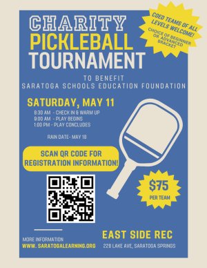 Charity Pickleball Tournament Coming to Saratoga