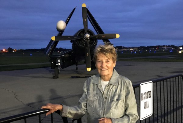 Rev. Dr. Barbara Floryshak posing for a picture after conducting a wedding ceremony at The Hangar at Albany International Airport last week. 