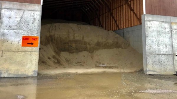 Sand at the Department of Public Works storage shed in Bennington