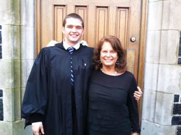 Jacob Glover and his mother, Helen Edelman, at the graduation ceremony.