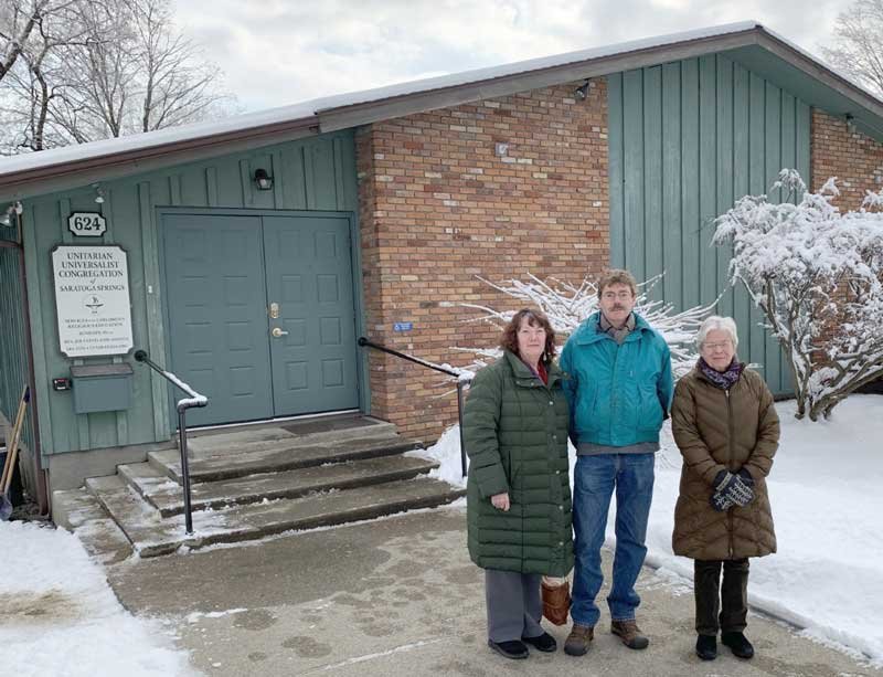 Board President Pam Collins, Planning Committee Chair Harry Moran, and Capital Campaign Chair Sue Bender are leading UU Saratoga&#039;s effort to establish a new home. Photo provided.