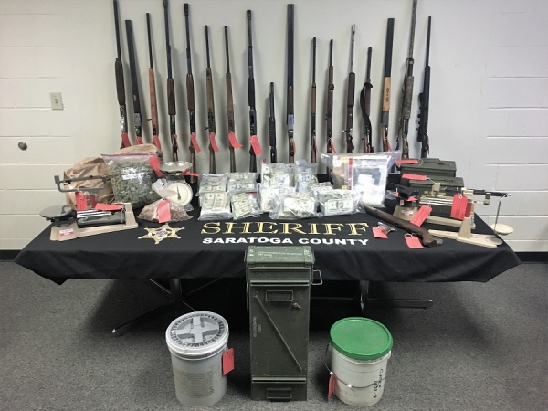 Merchandise seized in what Saratoga County Sheriff Zurlo calls the largest seizure of illegal narcotics that he has ever seen in Saratoga County. 