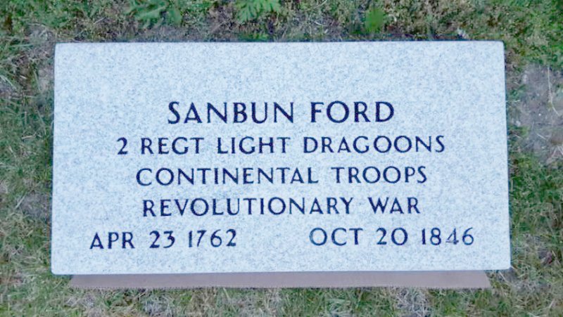 Sanbun Ford grave marker, Village Cemetery, Ballston Spa. Photo provided by The Saratoga County History Roundtable.