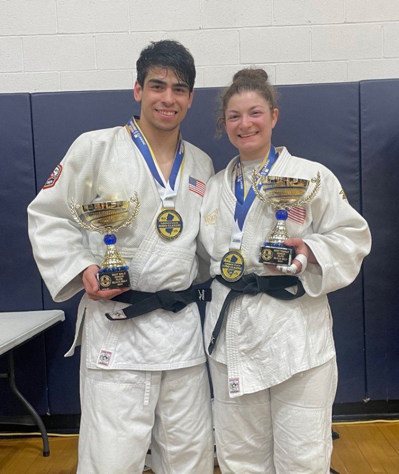 Ramon Hernandez and Melissa Myers pose with their Garden State Judo Classic awards. Photo provided by Jason Morris.