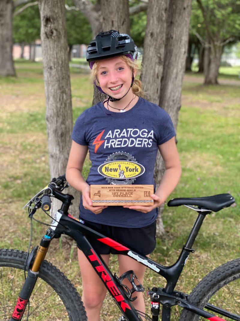 Maple Ave Middle Schooler, Anne-Sophie Laloe crowned  NYS Mountain Bike Champion. Photo provided.