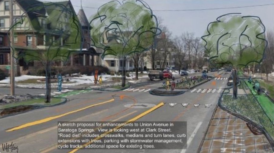 Sketch of proposal for lower Union Avenue enhancements.  A public meeting will be held Feb. 9.