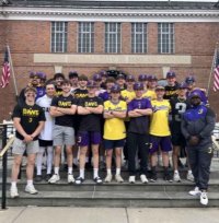 The Ballston Spa varsity baseball team poses on the steps of the National Baseball Hall of Fame and Museum in Cooperstown last weekend. Photo via the team’s social media pages.