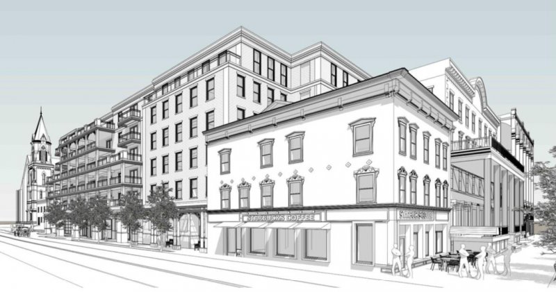 Sketch submitted to city of Saratoga Springs regarding a proposed new development on Washington Street.