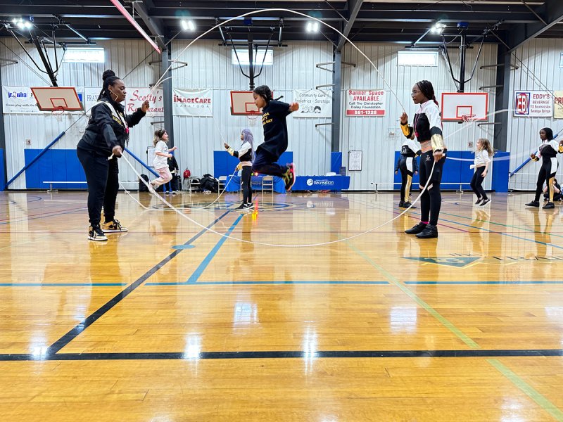 Photo of local children participating in a Double Dutch competition provided by Christine Rush.
