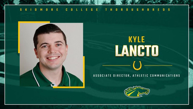 Photo of Skidmore College’s new Athletic Communications and Marketing Associate Director Kyle Lancto via Skidmore Athletics.