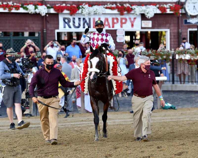 Tiz the Law, victor of the 2020 Travers Stakes. Photo by Chelsea Durand, courtesy of NYRA.