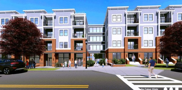 Street Perspective of a proposed 102-unit multi-family residential project titled Excelsior North Spring Run. Application under consideration at the Planning Board on Nov. 17.