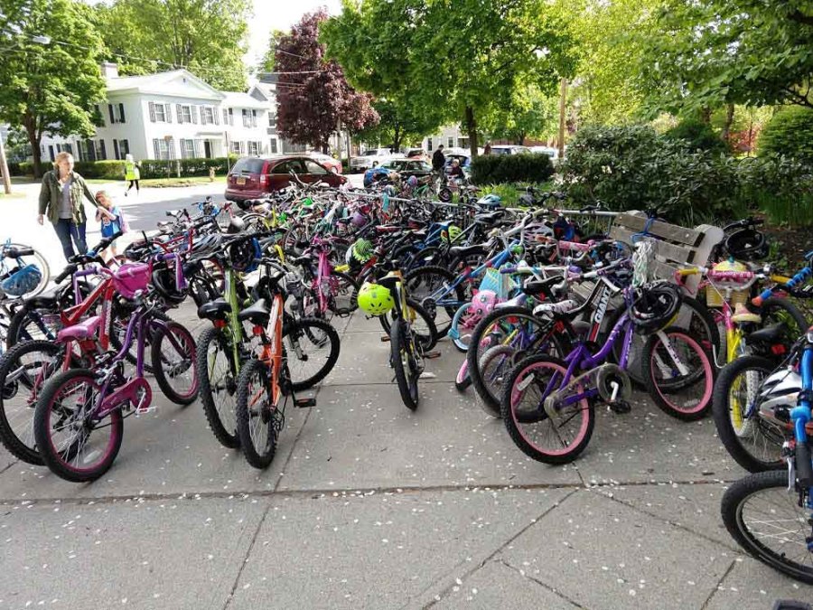Bikes abound at last year’s Bike Rodeo event hosted by the Saratoga Springs City School District. Photo provided by Jake Zanetti.