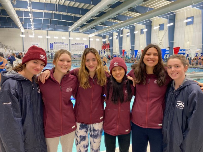 Saratoga swimmers Maggie Trautner, Addie Kenney, Victoria Gvozdeva, Elaine Chen, Maddy Wood, and Jillian Ferrie competed at the NYSPHSAA State Championships on Nov. 18-19 (Photo provided by Saratoga Athletics).