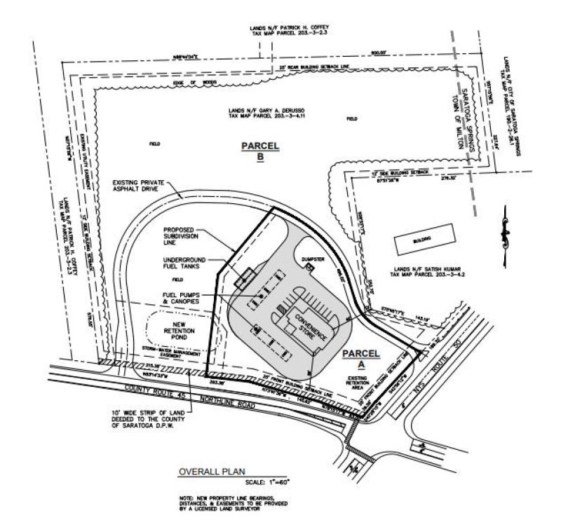 Overall site plans submitted by Nolan Engineering, PLLC, for 202 Northline Rd, the former site of Sunmark Credit Union (Image from Town of Milton Planning Board).
