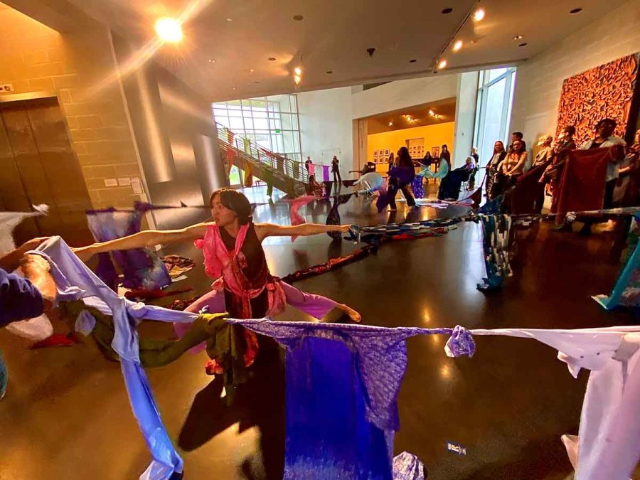 Performance piece at The Frances Young Tang Teaching Museum and Art Gallery at Skidmore College on April 17, 2024. Photo by Thomas Dimopoulos.